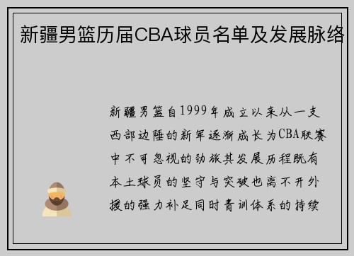 新疆男篮历届CBA球员名单及发展脉络